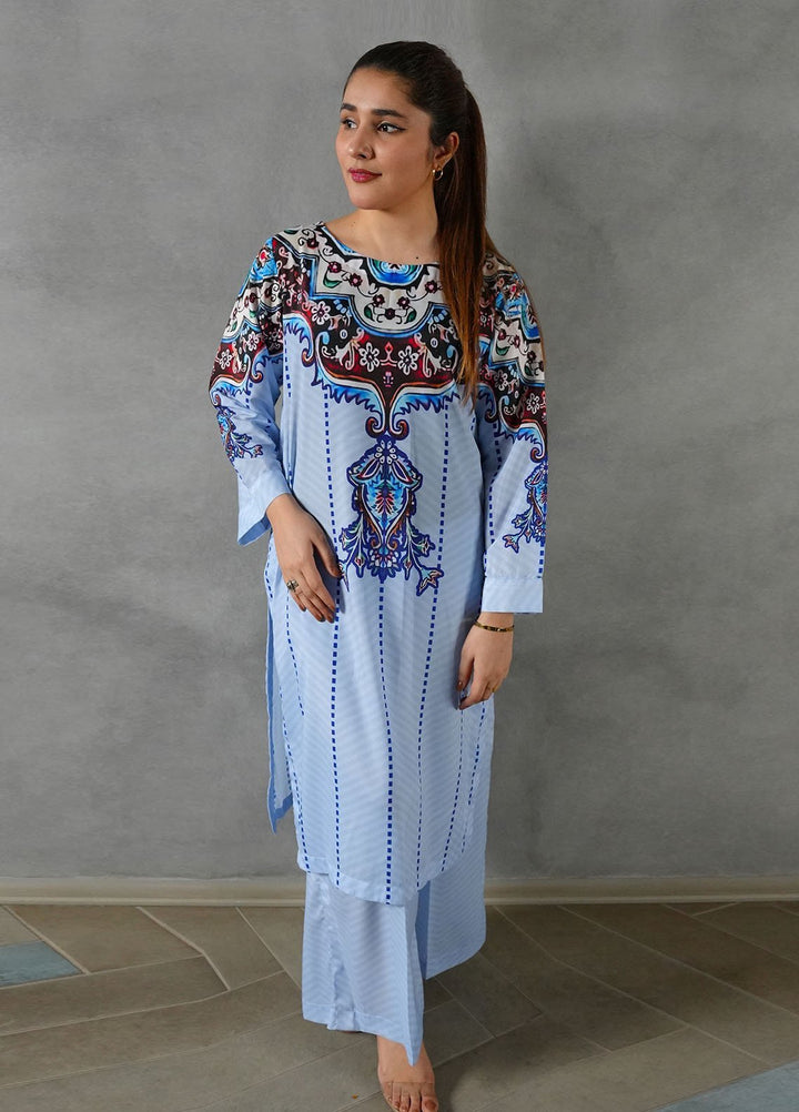 Heritage Hues by Madiha Gohar Pret Printed Crepe Lawn 2 Piece Suit Celeste