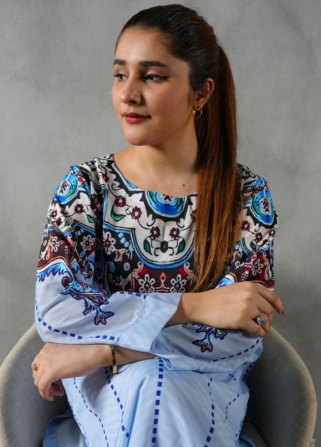 Heritage Hues by Madiha Gohar Pret Printed Crepe Lawn 3 Piece Suit Celeste