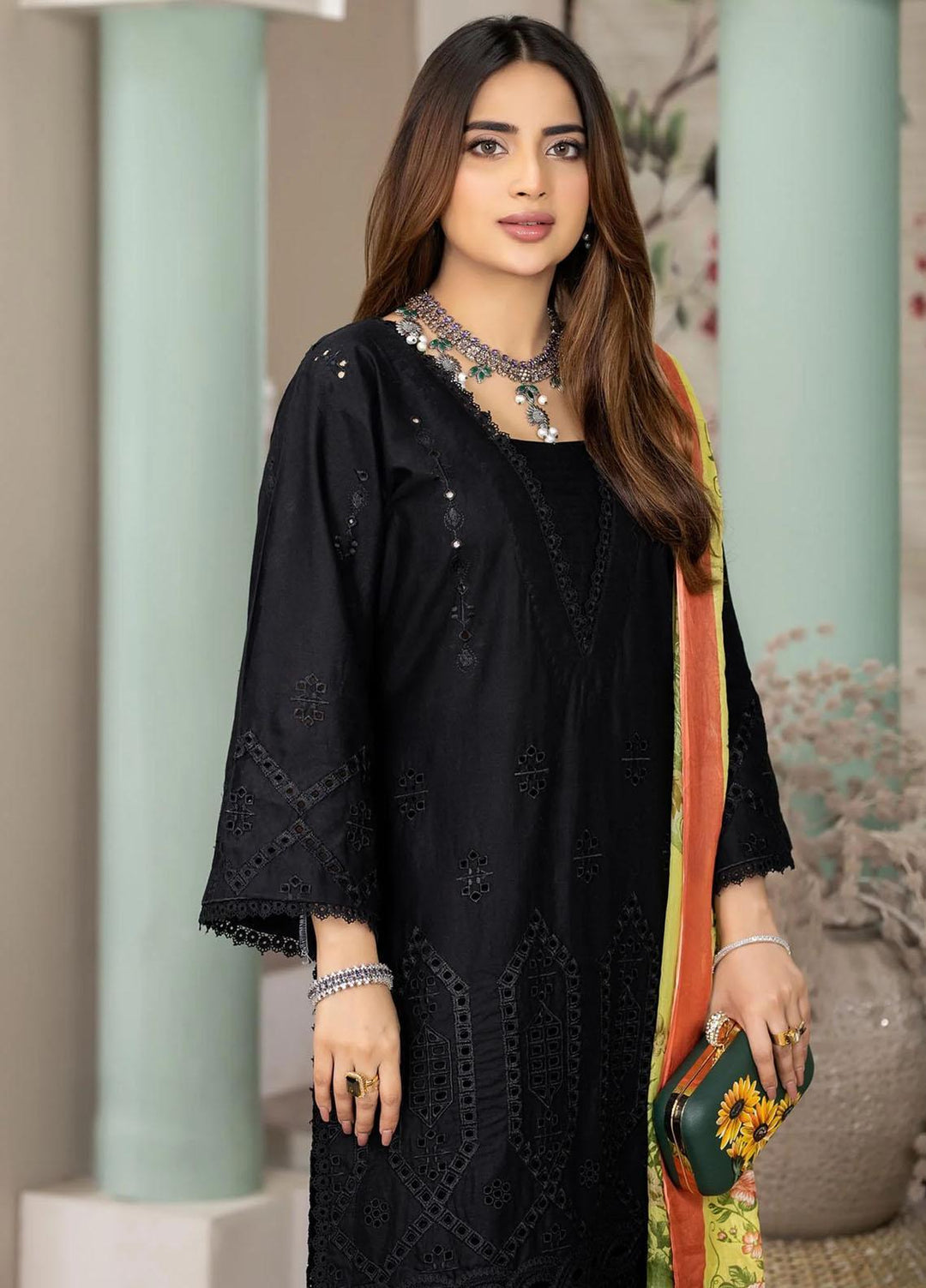 Haseen By Noorma Kaamal Embroidered Chikankari Lawn Suits Unstitched 3 Piece NK23H NK-C2-01 - Luxury Collection