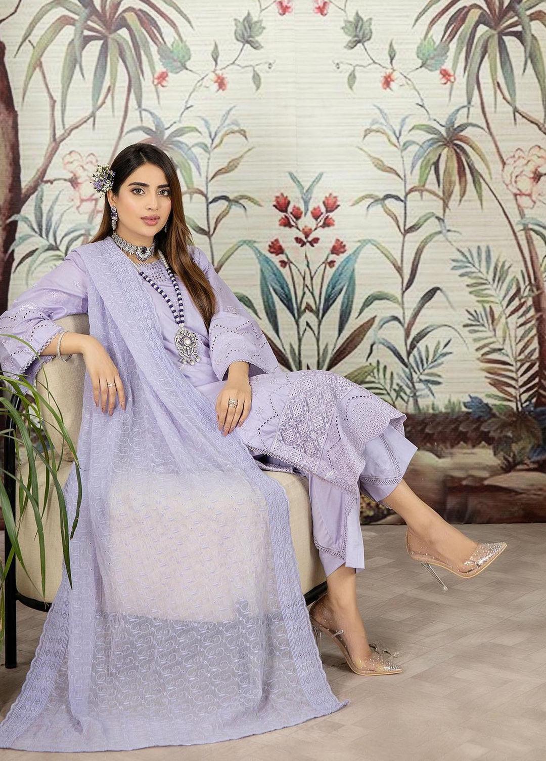 Haseen By Noorma Kaamal Embroidered Chikankari Lawn Suits Unstitched 3 Piece NK23H NK-C2-04 - Luxury Collection