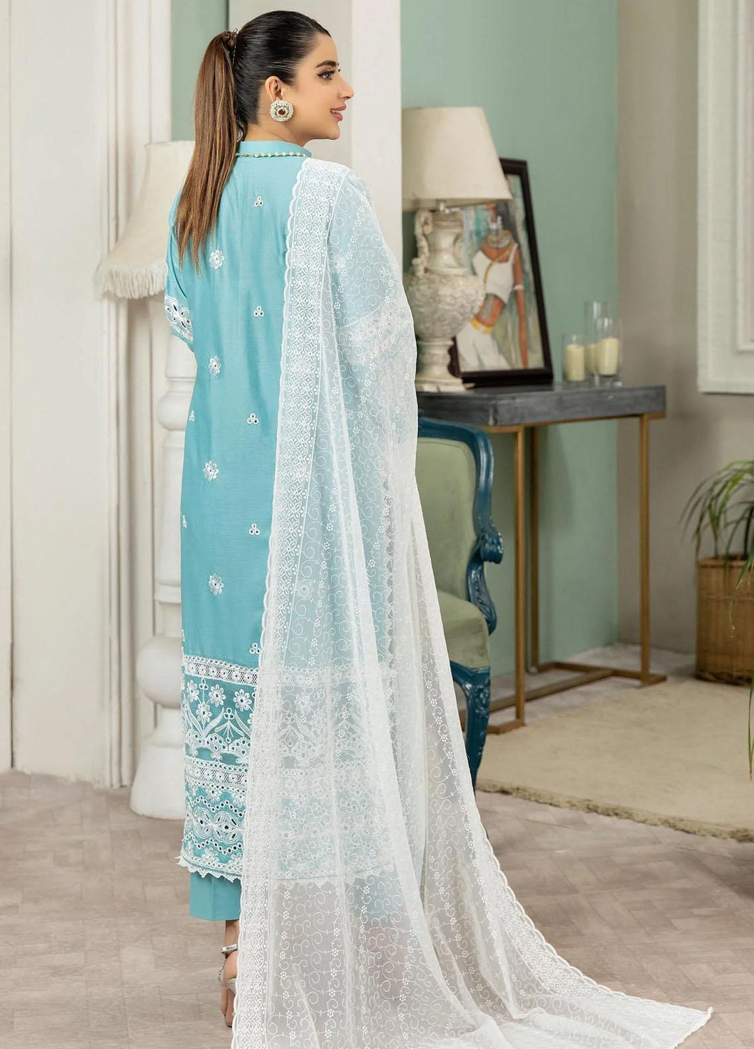 Haseen By Noorma Kaamal Embroidered Chikankari Lawn Suits Unstitched 3 Piece NK23H NK-C2-05 - Luxury Collection