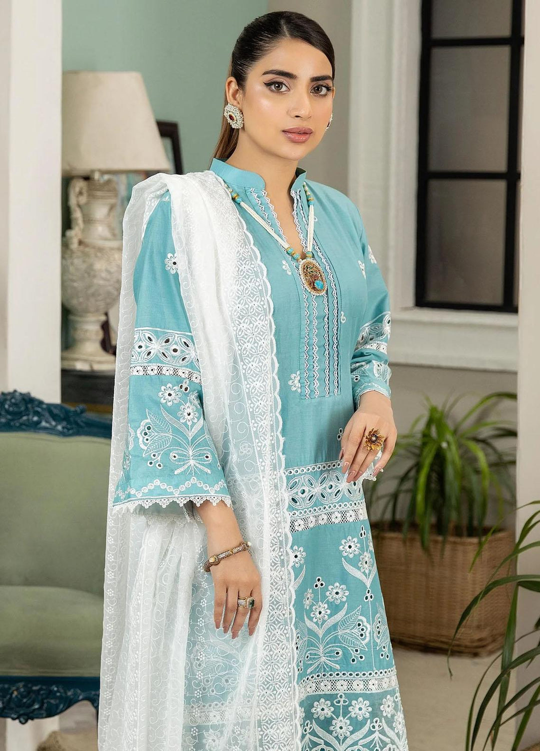 Haseen By Noorma Kaamal Embroidered Chikankari Lawn Suits Unstitched 3 Piece NK23H NK-C2-05 - Luxury Collection