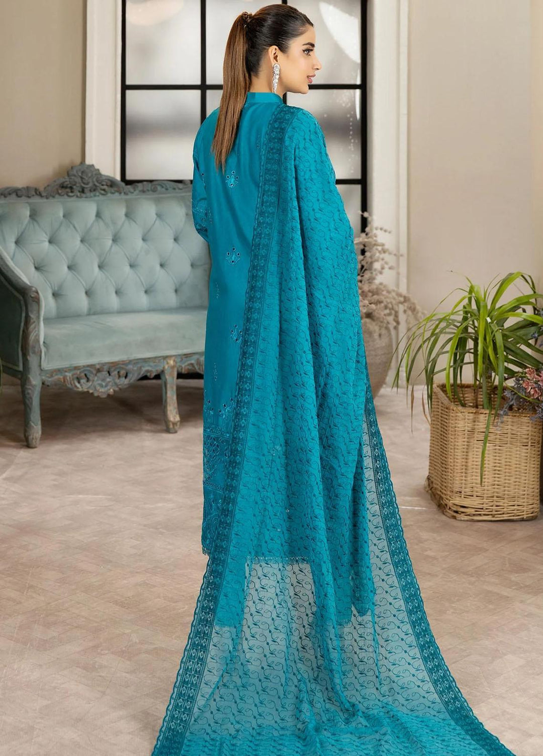 Haseen By Noorma Kaamal Embroidered Chikankari Lawn Suits Unstitched 3 Piece NK23H NK-C2-08 - Luxury Collection