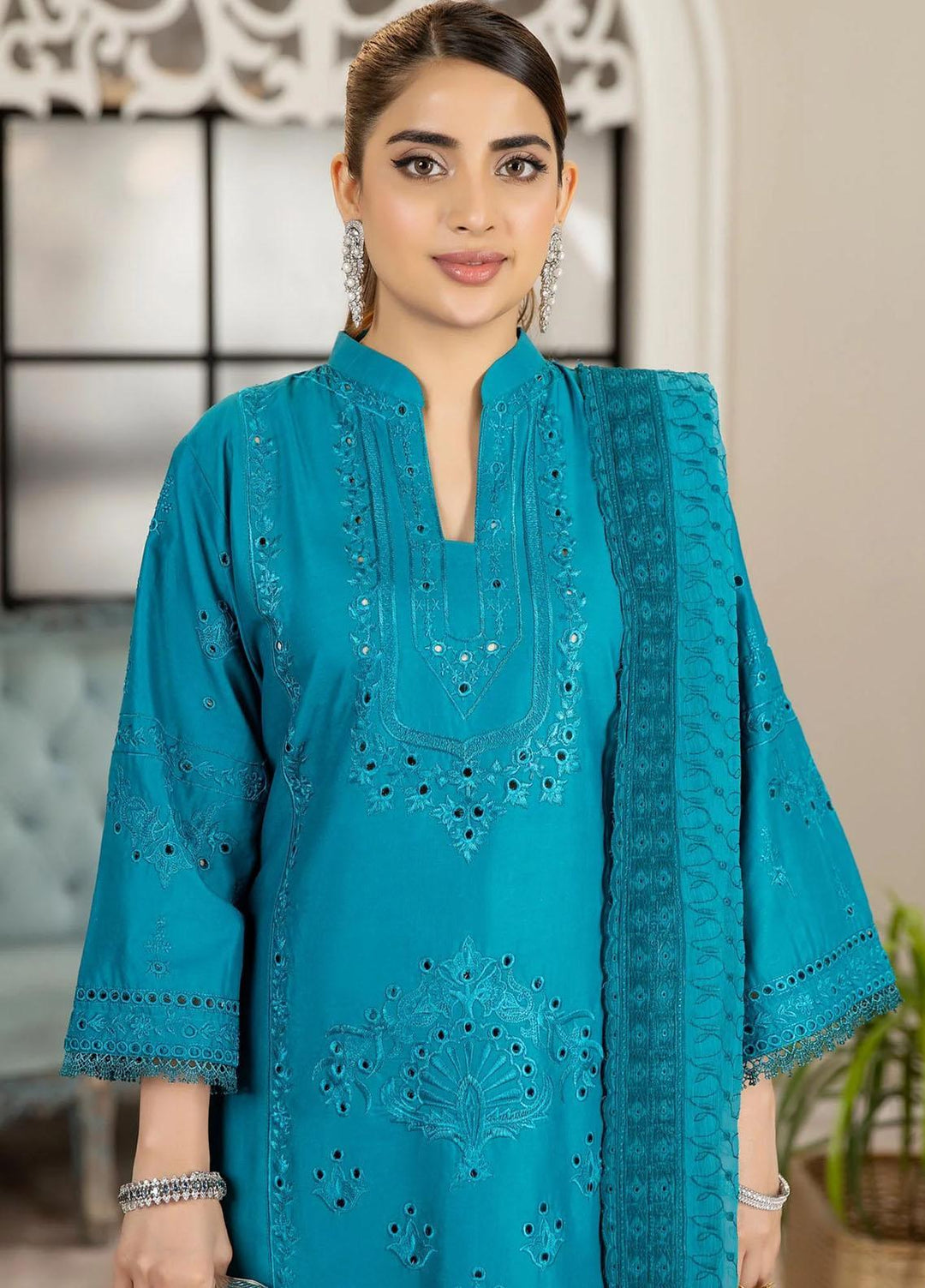 Haseen By Noorma Kaamal Embroidered Chikankari Lawn Suits Unstitched 3 Piece NK23H NK-C2-08 - Luxury Collection