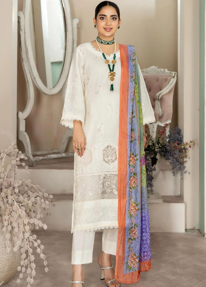 Haseen By Noorma Kaamal Embroidered Chikankari Lawn Suits Unstitched 3 Piece NK23H NK-C2-10 - Luxury Collection