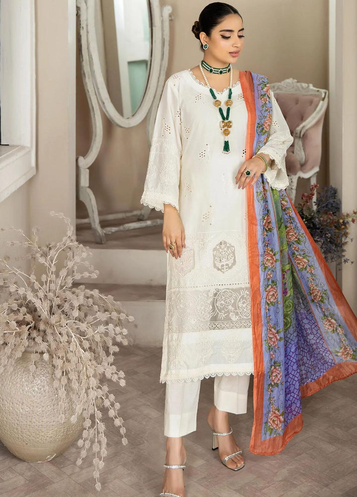 Haseen By Noorma Kaamal Embroidered Chikankari Lawn Suits Unstitched 3 Piece NK23H NK-C2-10 - Luxury Collection