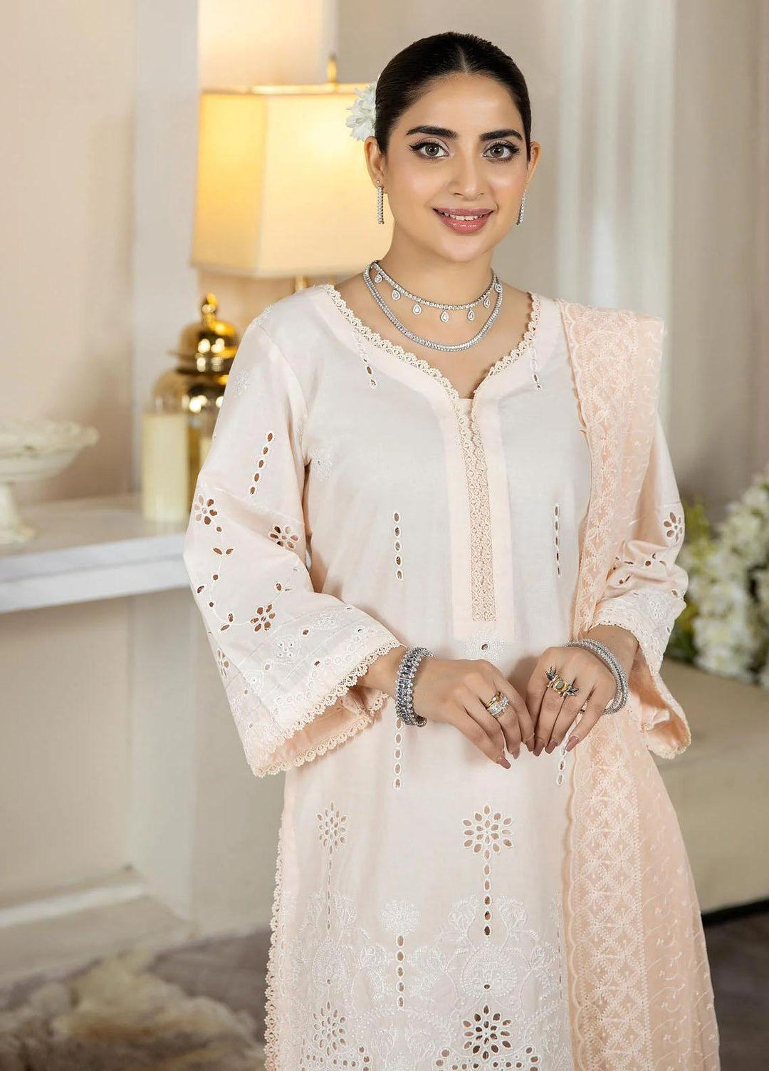 Haseen By Noorma Kaamal Embroidered Chikankari Lawn Suits Unstitched 3 Piece NK23H NK-C2-11 - Luxury Collection