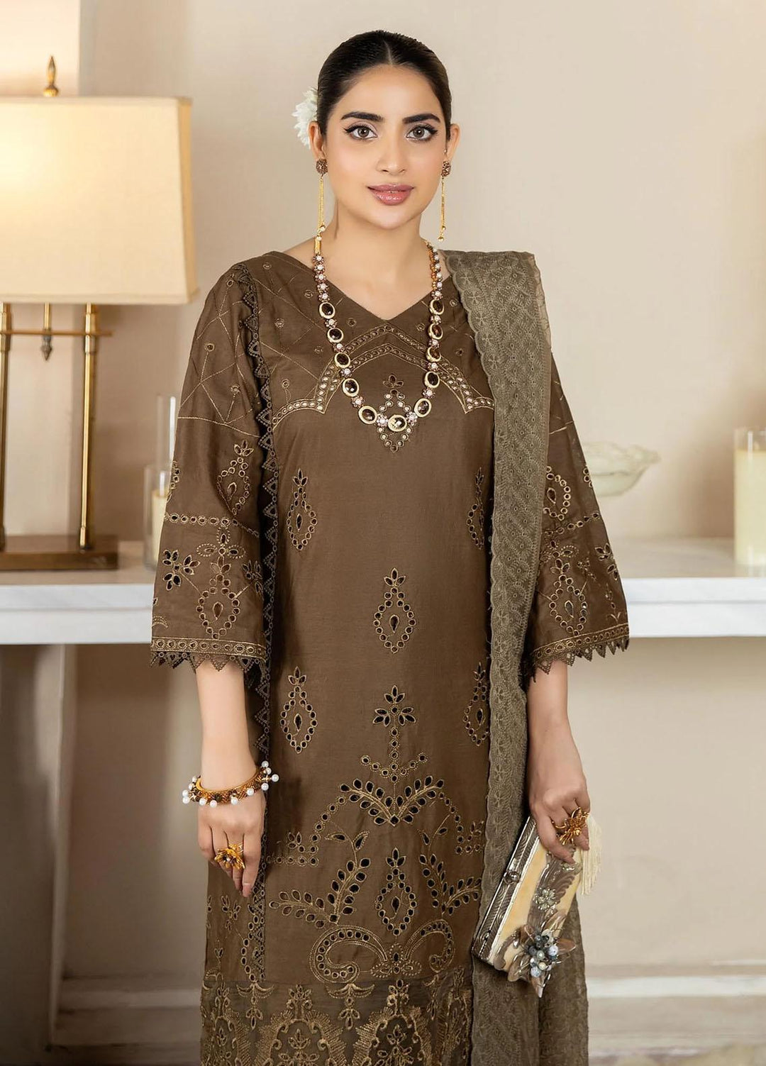 Haseen By Noorma Kaamal Embroidered Chikankari Lawn Suits Unstitched 3 Piece NK23H NK-C2-12 - Luxury Collection