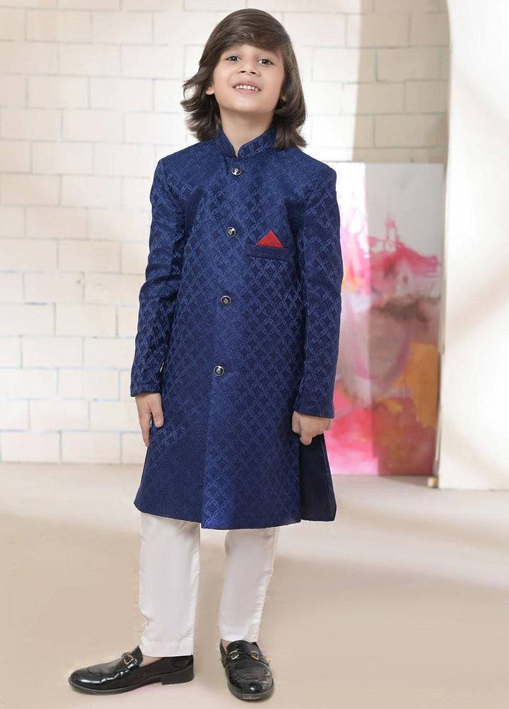 Hassan Jee  Formal Sherwani for Boys -  Blue Shervani - S1