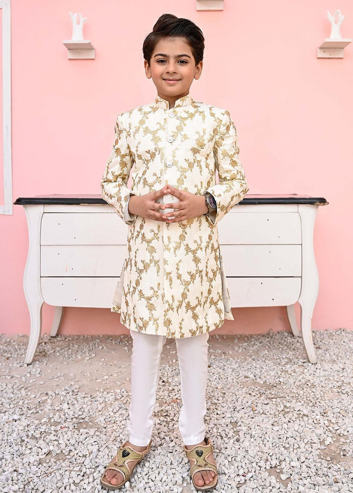Hassan Jee  Formal Boys  -  Golden Mysore Sequence Sherwani - S10