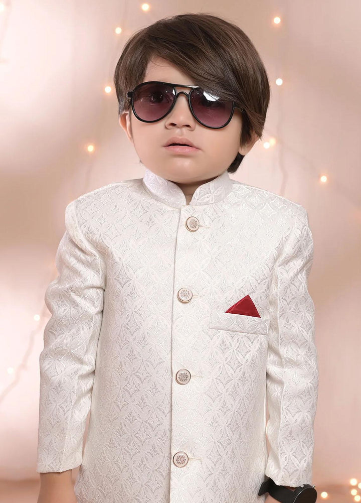 Hassan Jee  Formal Boys Sherwani -  Off White Shervani - S6