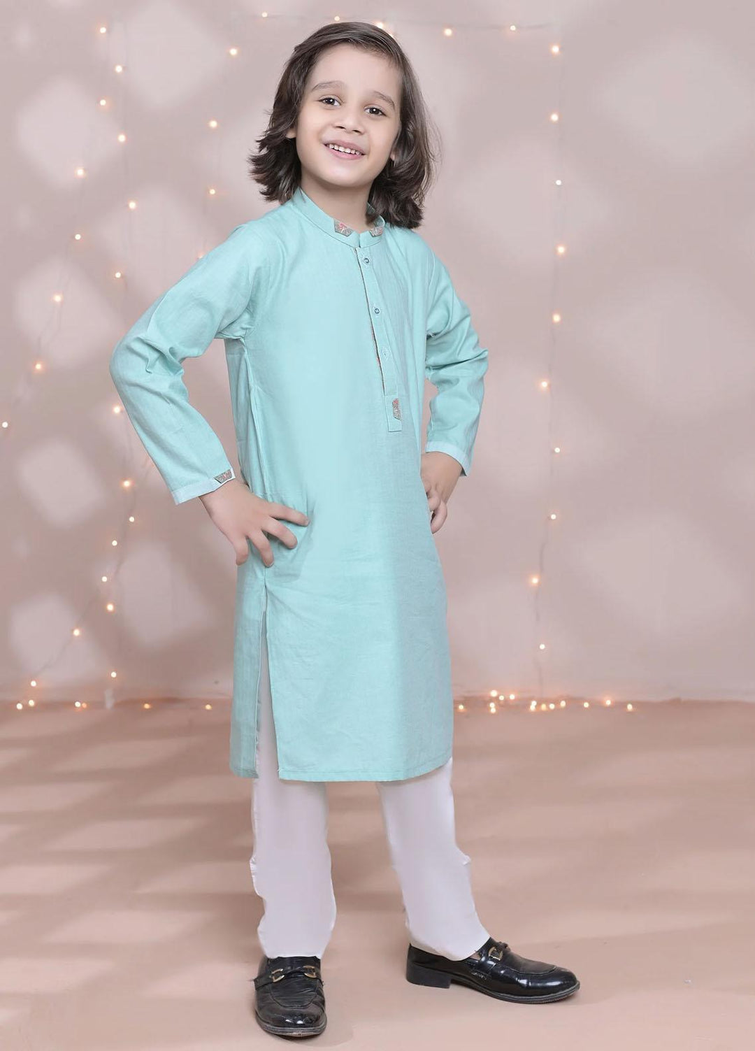 Hassan Jee Cotton Formal Boys Kurta Pajama -  K11 Light Green