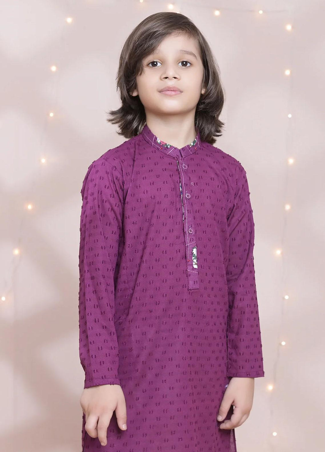Hassan Jee Cotton Formal Kurta Pajama for Boys -  K15 Dotted Magenta