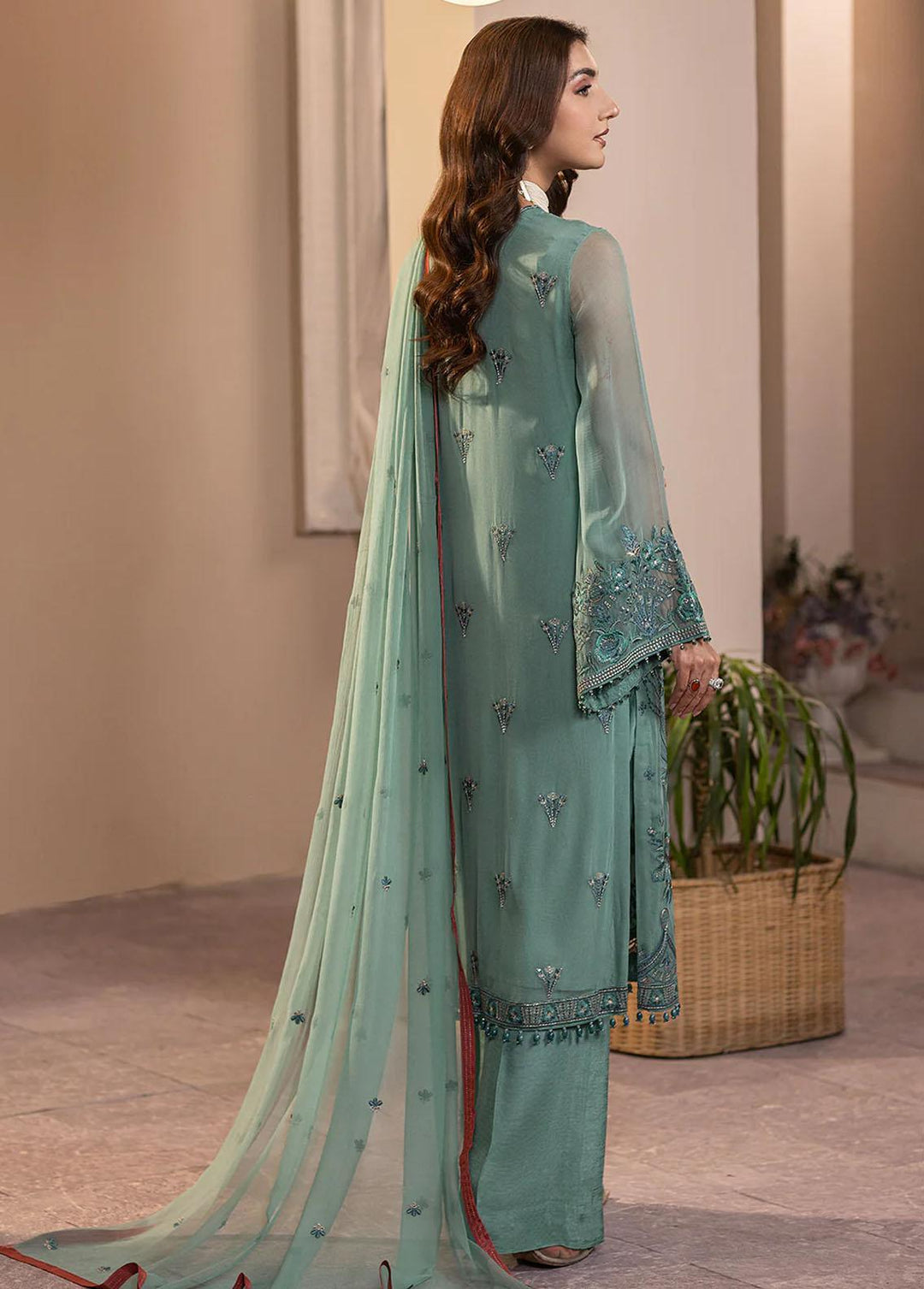 Haya By Kuch Khas Embroidered Chiffon Suits Unstitched 3 Piece FL23-KK14 K-1403 Parisa - Festive Collection