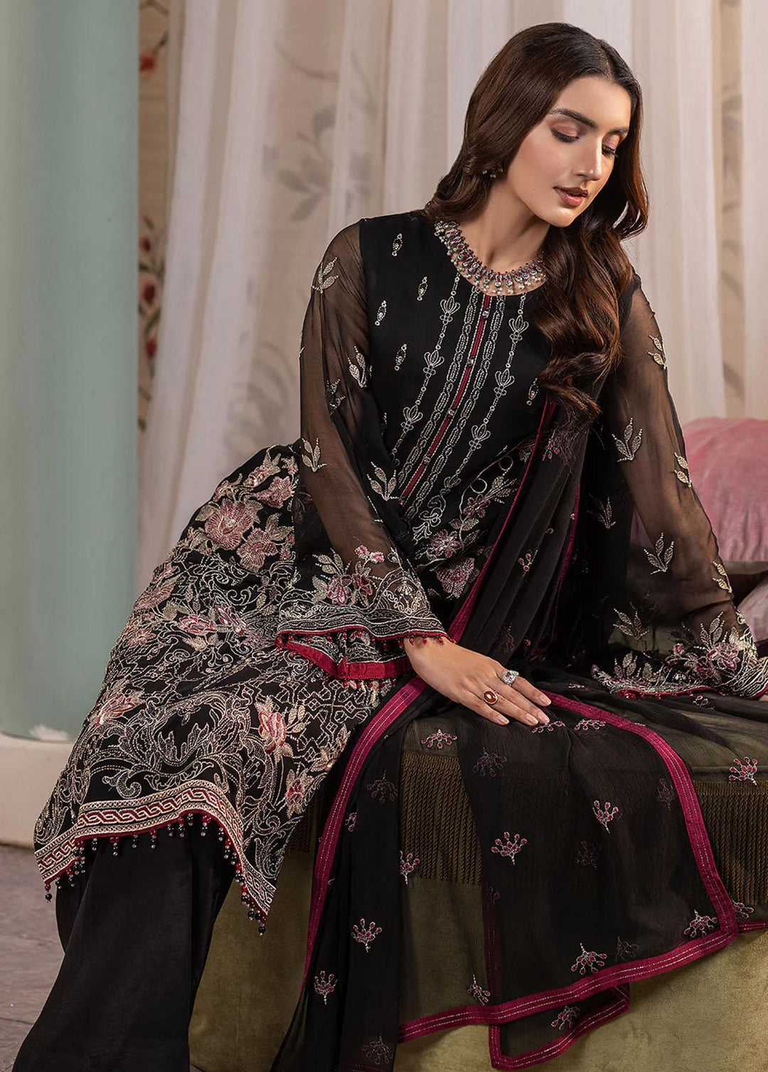 Haya By Kuch Khas Embroidered Chiffon Suits Unstitched 3 Piece FL23-KK14 K-1405 Layla - Festive Collection