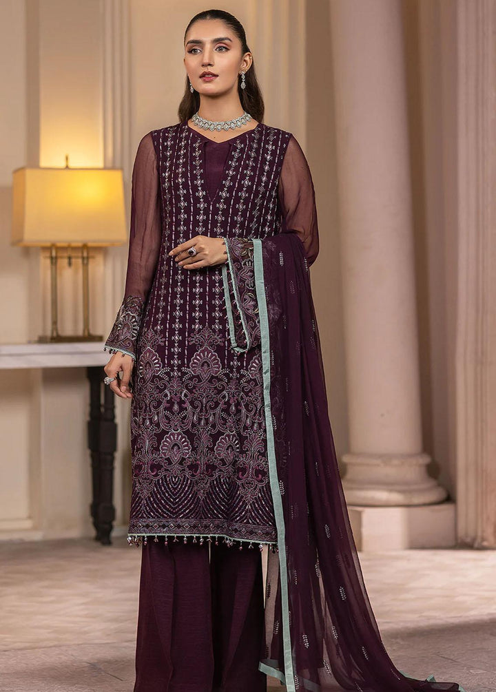 Haya By Kuch Khas Embroidered Chiffon Suits Unstitched 3 Piece FL23-KK14 K-1406 Mira - Festive Collection