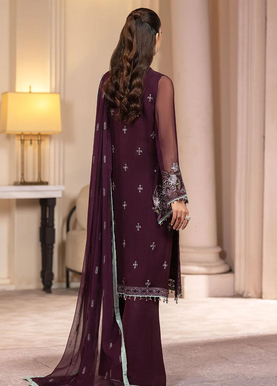 Haya By Kuch Khas Embroidered Chiffon Suits Unstitched 3 Piece FL23-KK14 K-1406 Mira - Festive Collection
