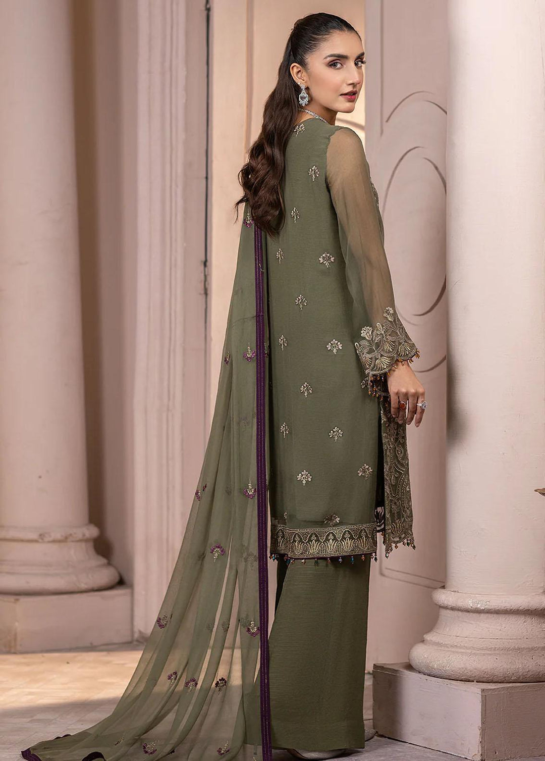 Haya By Kuch Khas Embroidered Chiffon Suits Unstitched 3 Piece FL23-KK14 K-1407 Zeba - Festive Collection