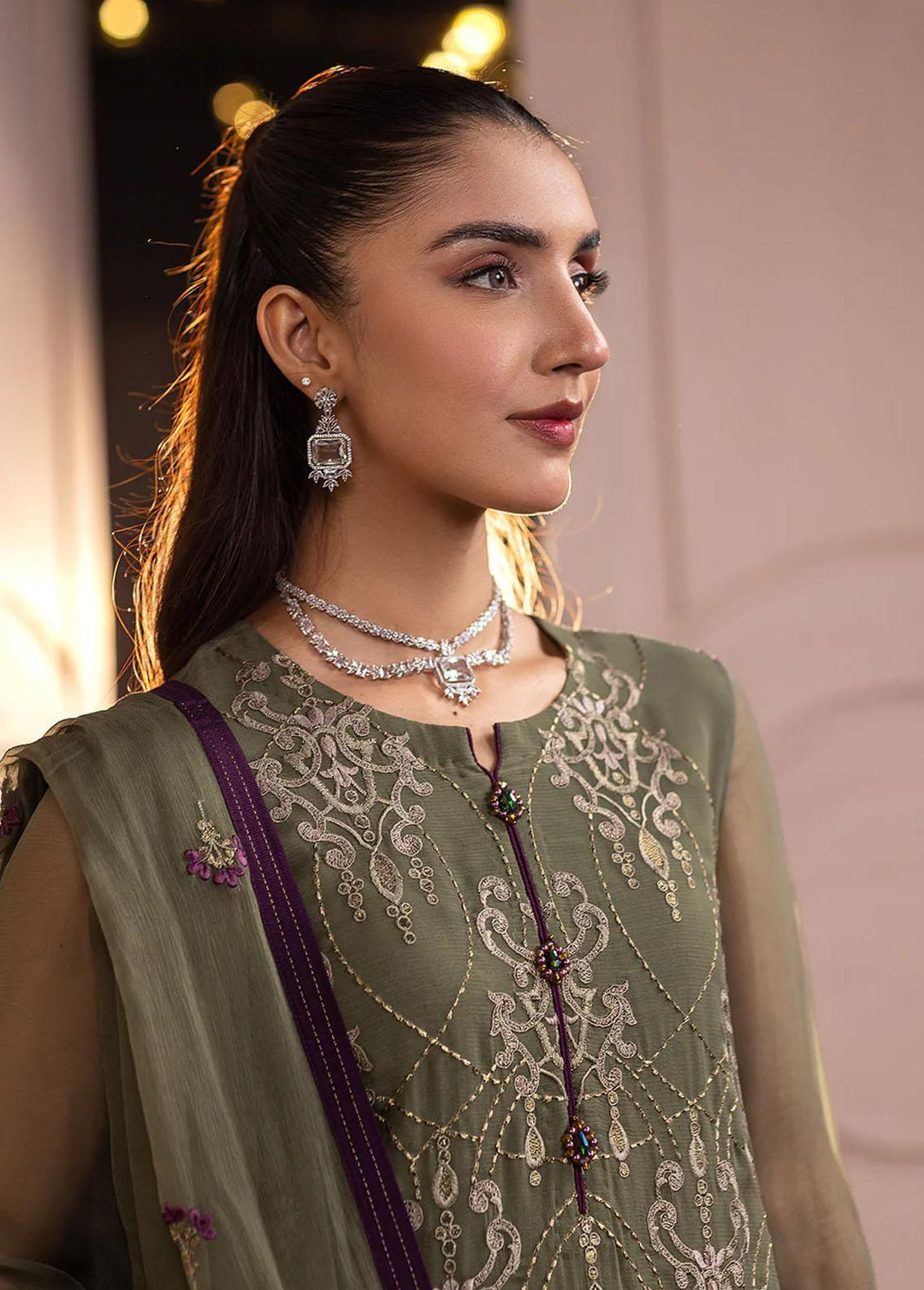 Haya By Kuch Khas Embroidered Chiffon Suits Unstitched 3 Piece FL23-KK14 K-1407 Zeba - Festive Collection