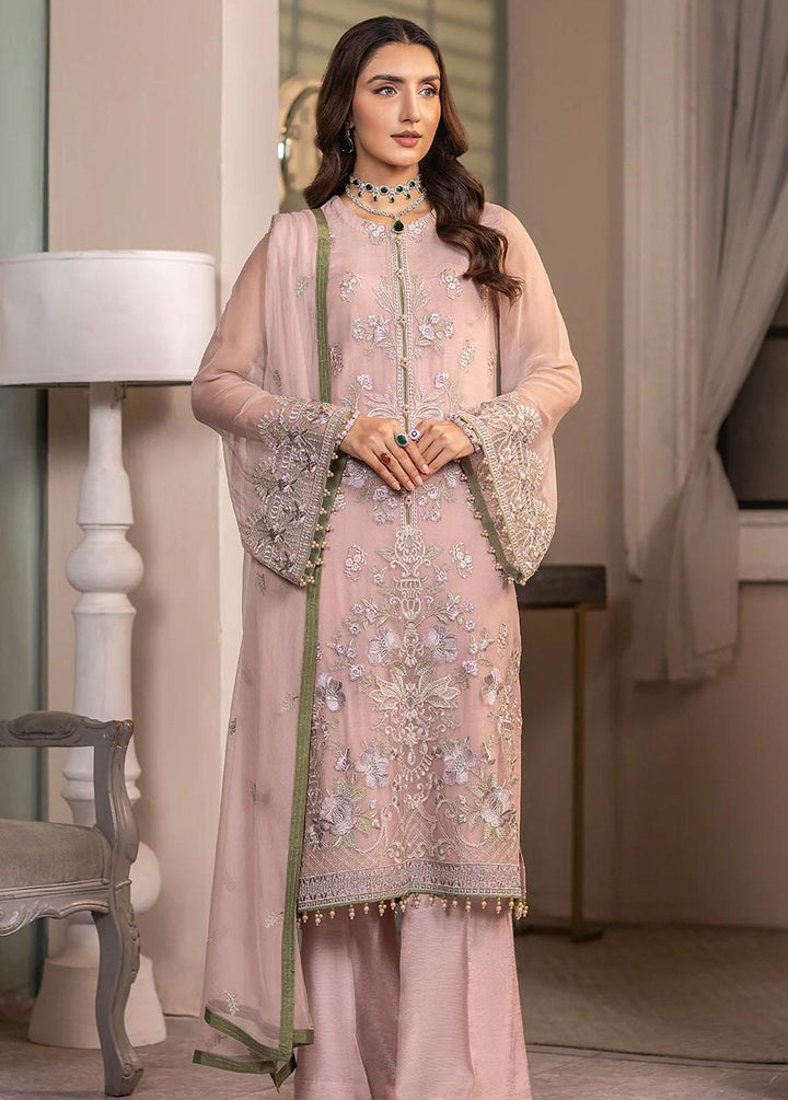 Haya By Kuch Khas Embroidered Chiffon Suits Unstitched 3 Piece FL23-KK14 K-1408 Mehak - Festive Collection