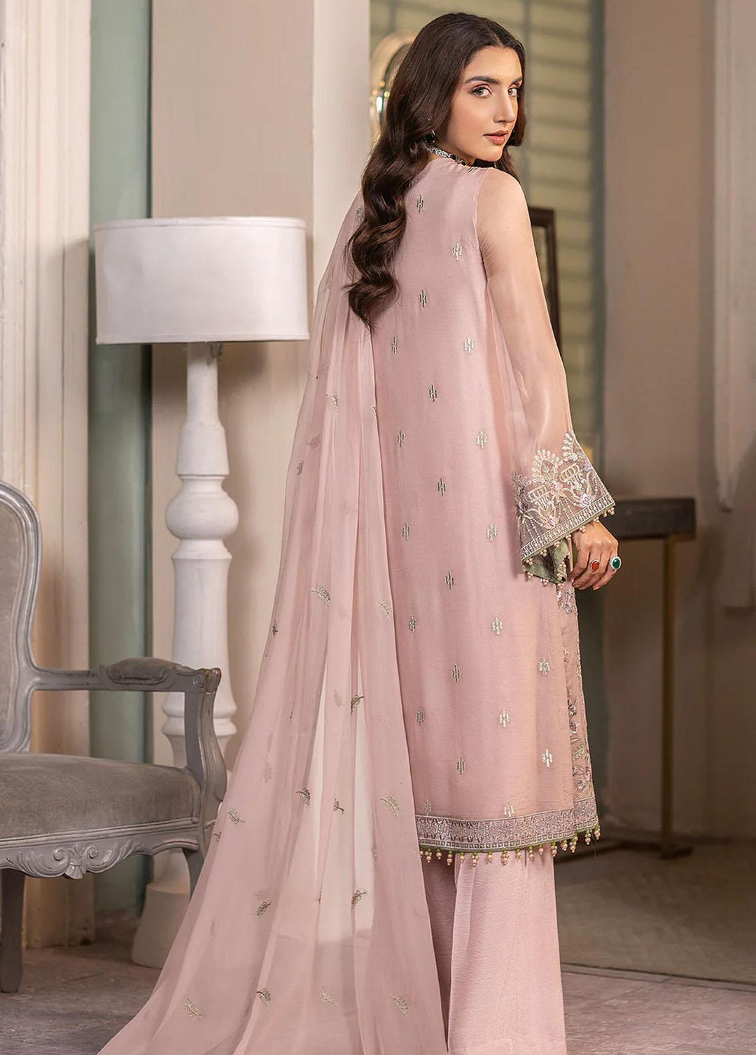 Haya By Kuch Khas Embroidered Chiffon Suits Unstitched 3 Piece FL23-KK14 K-1408 Mehak - Festive Collection