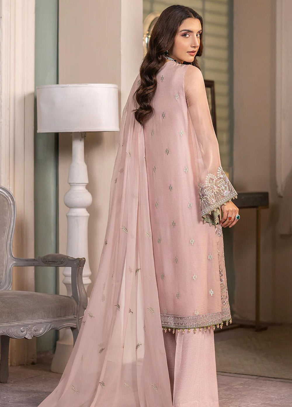 Haya By Kuch Khas Embroidered Chiffon Suits Unstitched 3 Piece FL23-KK14 K-1408 Mehak - Festive Collection