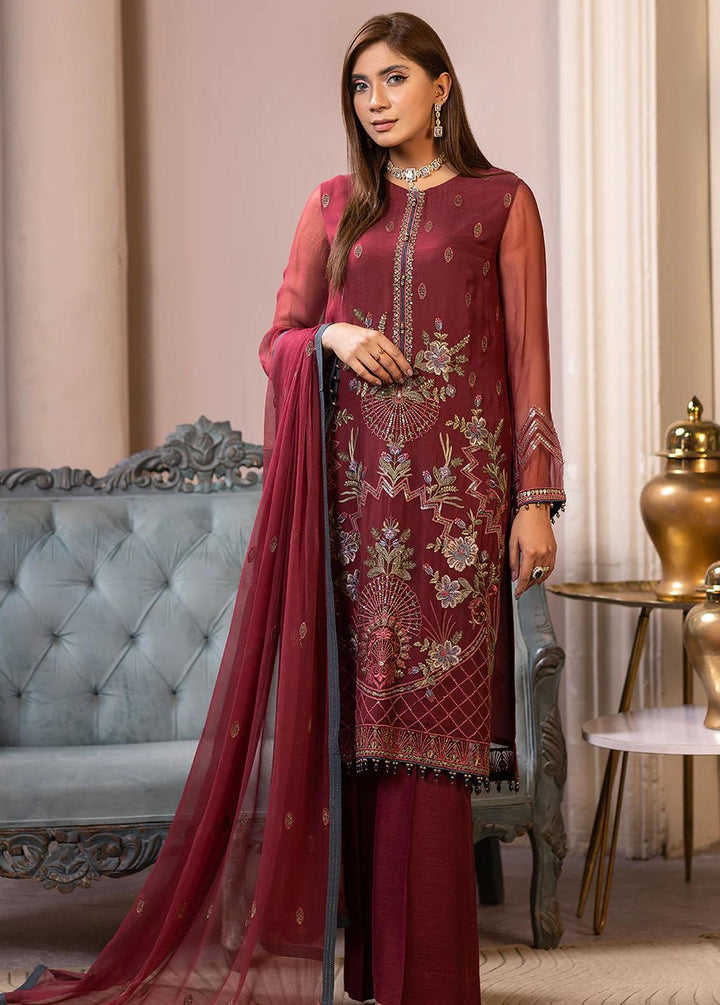 Haya By Kuch Khas Embroidered Chiffon Suits Unstitched 3 Piece FL23-KK14 K-1409 Warda - Festive Collection