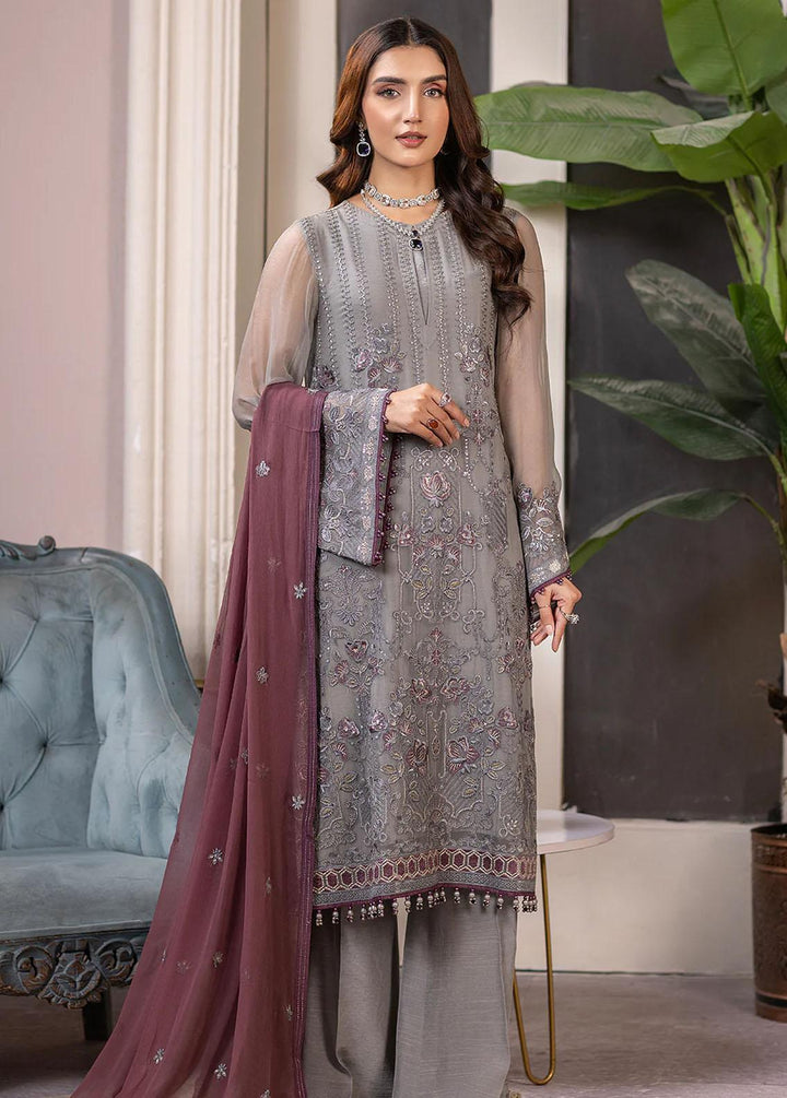 Haya By Kuch Khas Embroidered Chiffon Suits Unstitched 3 Piece FL23-KK14 K-1410 Mehsa - Festive Collection