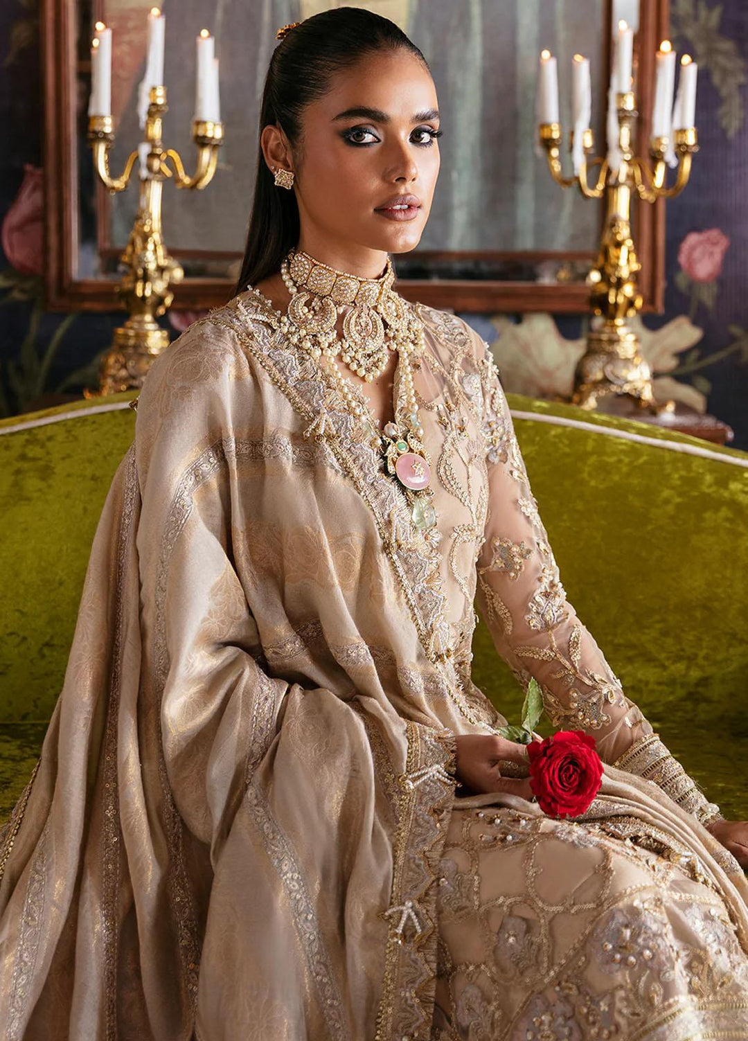 Hayat By Afrozeh Embroidered Net Suits Unstitched 3 Piece AF23HY D-01 Sabat - Wedding Collection