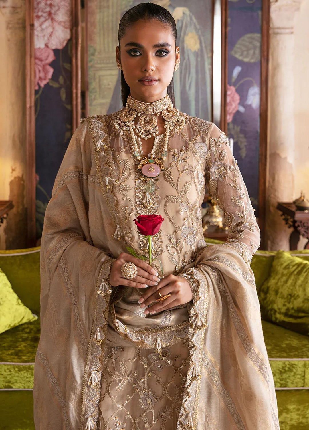 Hayat By Afrozeh Embroidered Net Suits Unstitched 3 Piece AF23HY D-01 Sabat - Wedding Collection