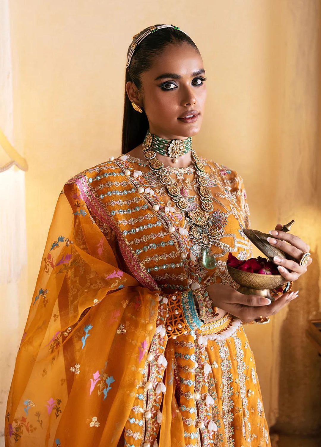 Hayat By Afrozeh Embroidered Net Suits Unstitched 3 Piece AF23HY D-02 Kamila - Wedding Collection