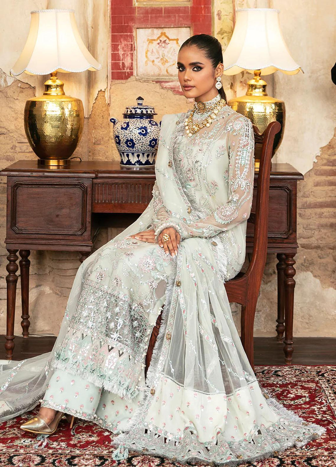 Hayat By Afrozeh Embroidered Chiffon Suits Unstitched 3 Piece AF23HY D-05 Inara - Wedding Collection