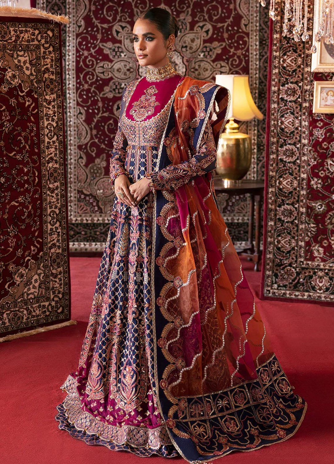 Hayat By Afrozeh Embroidered Chiffon Suits Unstitched 3 Piece AF23HY D-07 Sarang - Wedding Collection