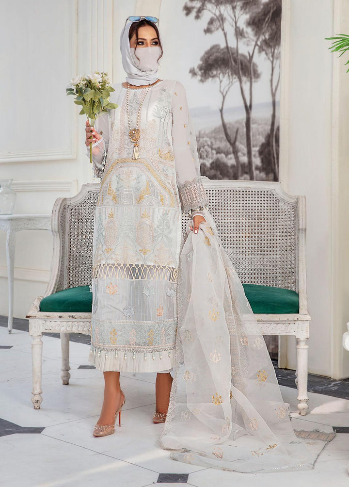 Hazel By Humdum Embroidered Organza Suits Unstitched 4 Piece HD22HO DE-02 - Luxury Collection