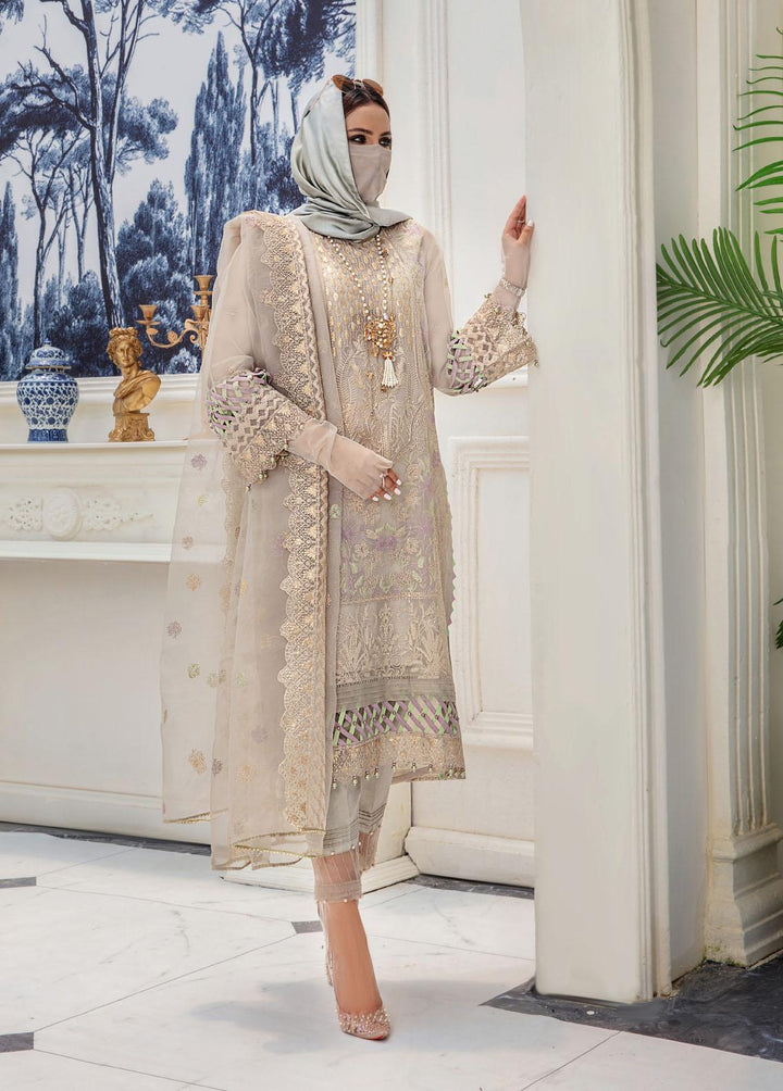 Hazel By Humdum Embroidered Organza Suits Unstitched 4 Piece HD22HO DE-03 - Luxury Collection