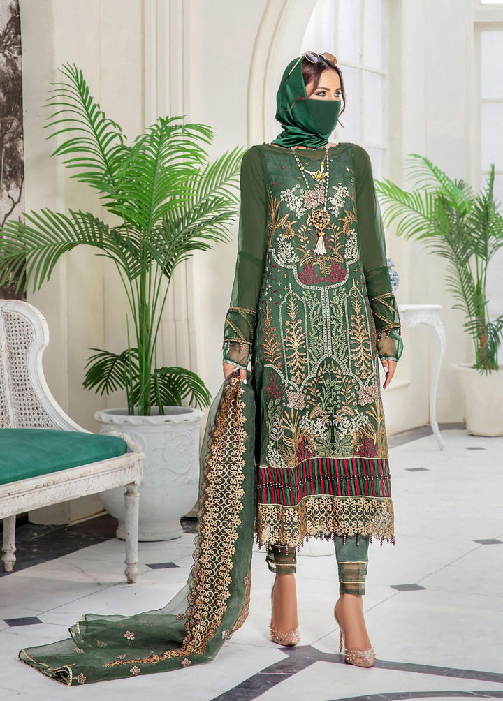 Hazel By Humdum Embroidered Organza Suits Unstitched 4 Piece HD22HO DE-06 - Luxury Collection