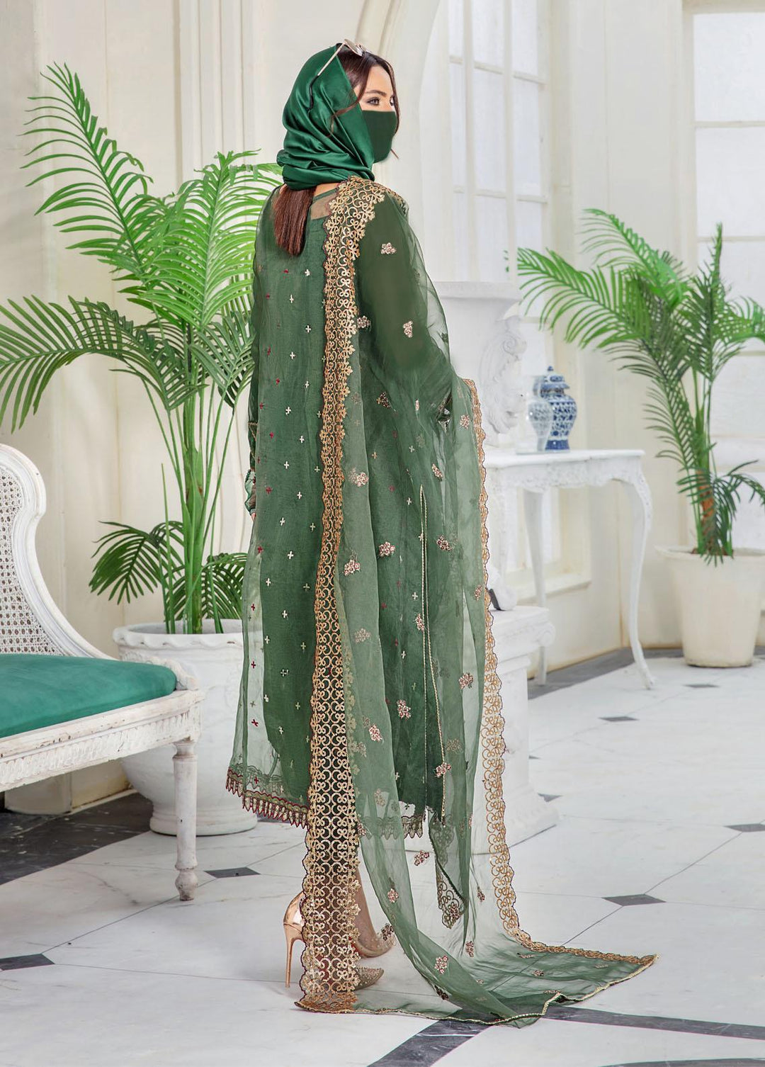 Hazel By Humdum Embroidered Organza Suits Unstitched 4 Piece HD22HO DE-06 - Luxury Collection