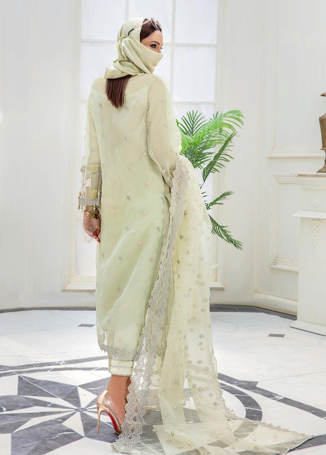 Hazel By Humdum Embroidered Organza Suits Unstitched 4 Piece HD22HO DE-08 - Luxury Collection