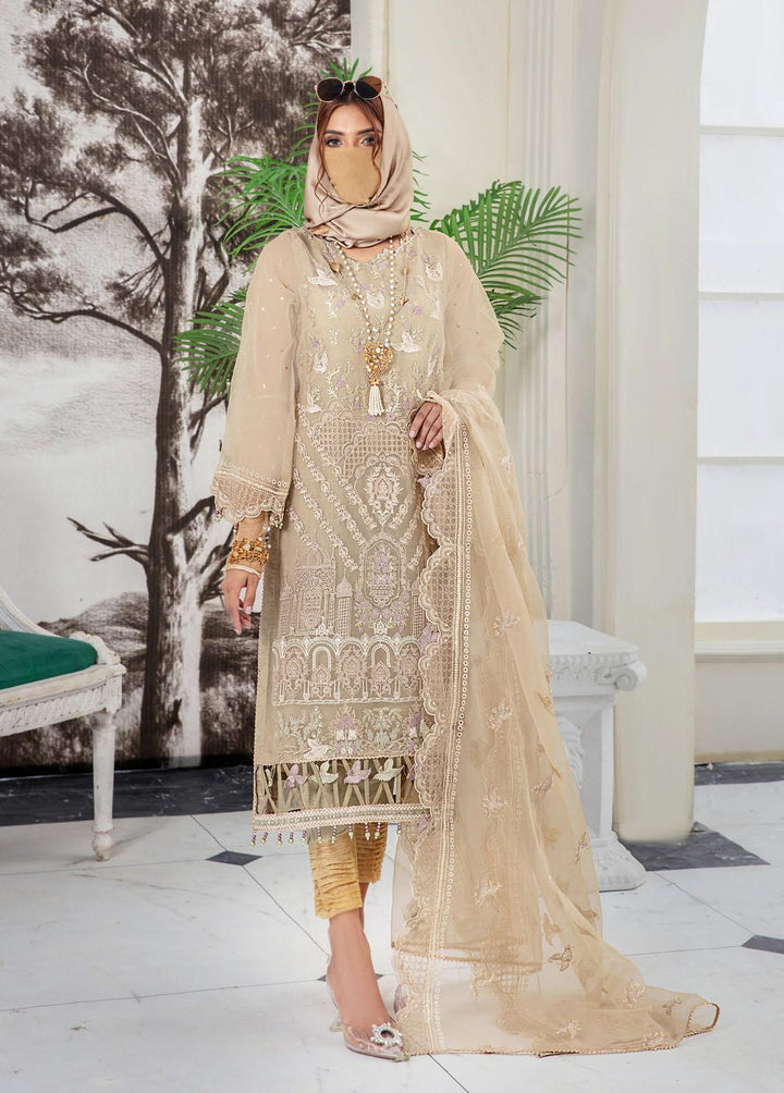 Hazel By Humdum Embroidered Organza Suits Unstitched 4 Piece HD22HO DE-09 - Luxury Collection