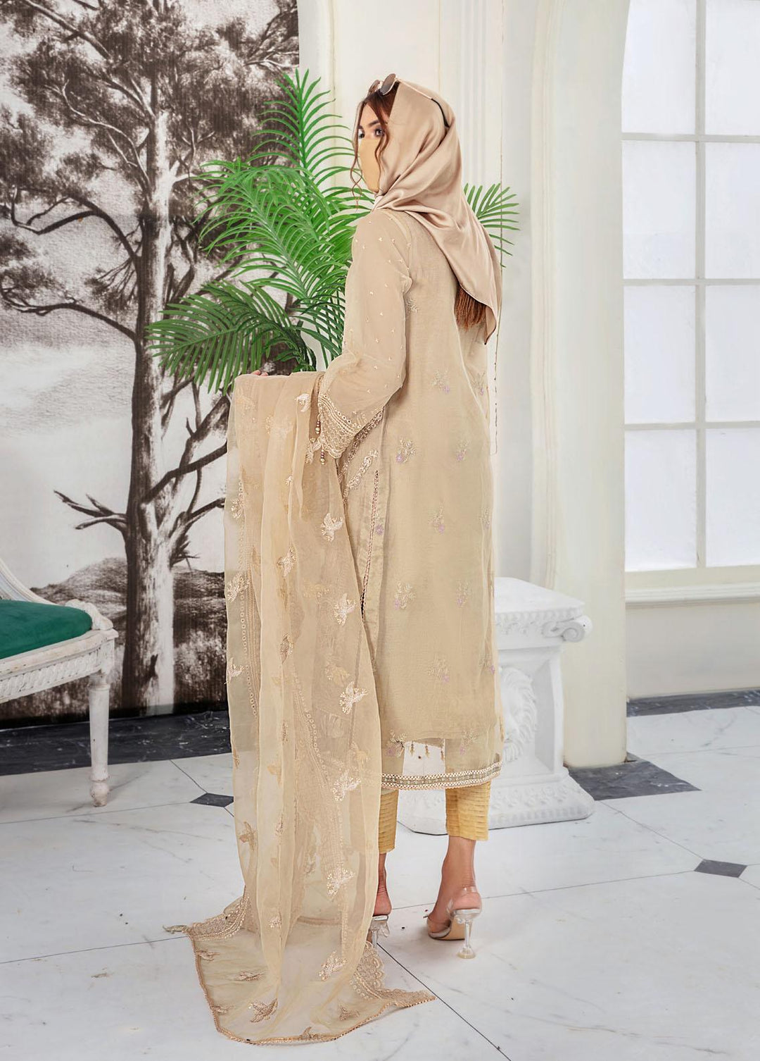 Hazel By Humdum Embroidered Organza Suits Unstitched 4 Piece HD22HO DE-09 - Luxury Collection