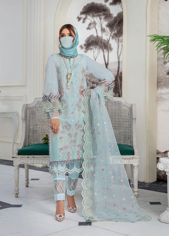 Hazel By Humdum Embroidered Organza Suits Unstitched 4 Piece HD22HO DE-10 - Luxury Collection