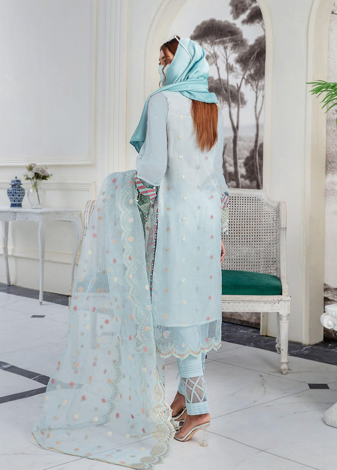 Hazel By Humdum Embroidered Organza Suits Unstitched 4 Piece HD22HO DE-10 - Luxury Collection