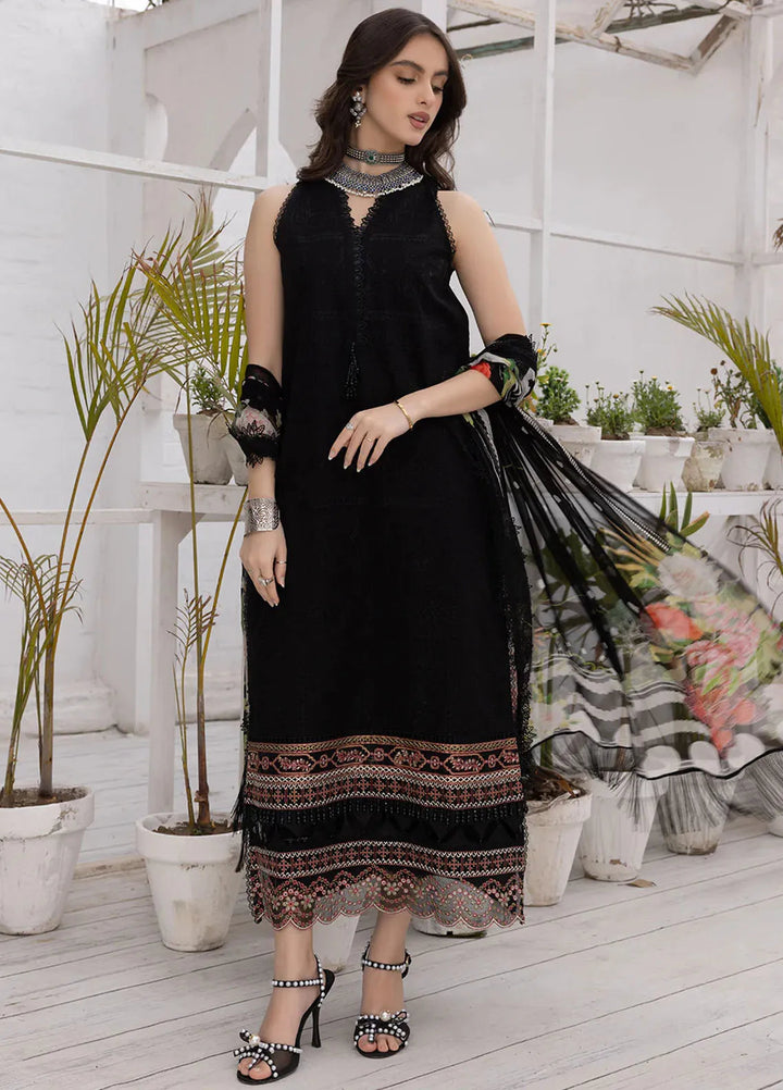 Hazel By Izel Pret Embroidered Lawn 3 Piece Suit Onyx