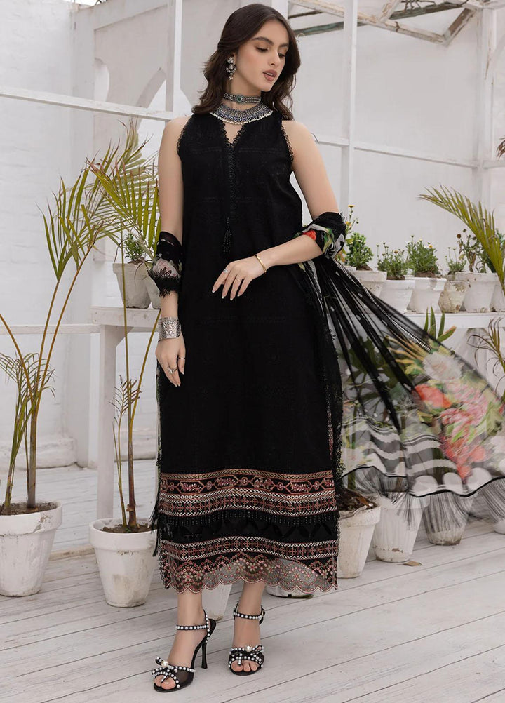 Hazel By Izel Embroidered Lawn Suits Unstitched 3 Piece IZL23H HLLC-01 Onyx - Luxury Collection