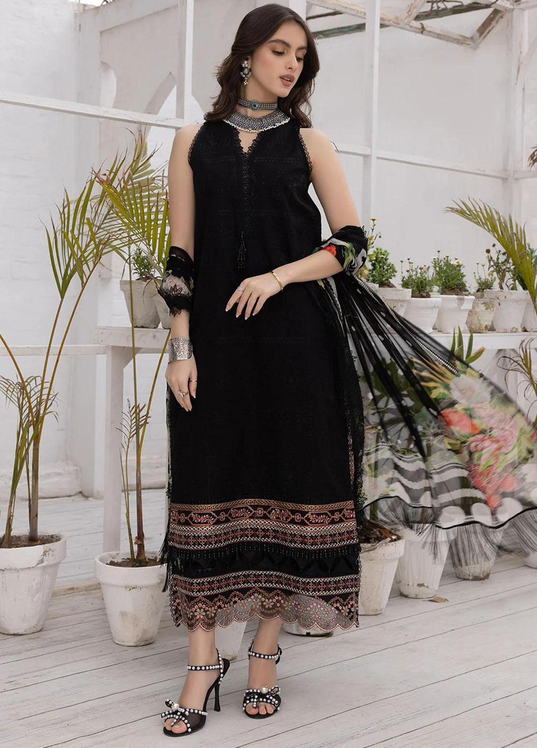 Hazel By Izel Embroidered Lawn Suits Unstitched 3 Piece IZL23H HLLC-01 Onyx - Luxury Collection