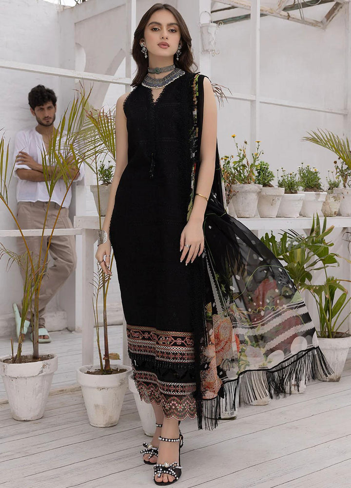 Hazel By Izel Embroidered Lawn Suits Unstitched 3 Piece IZL23H HLLC-01 Onyx - Luxury Collection