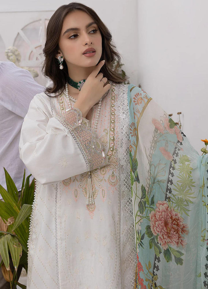 Hazel By Izel Embroidered Lawn Suits Unstitched 3 Piece IZL23H HLLC-03 Seashell - Luxury Collection