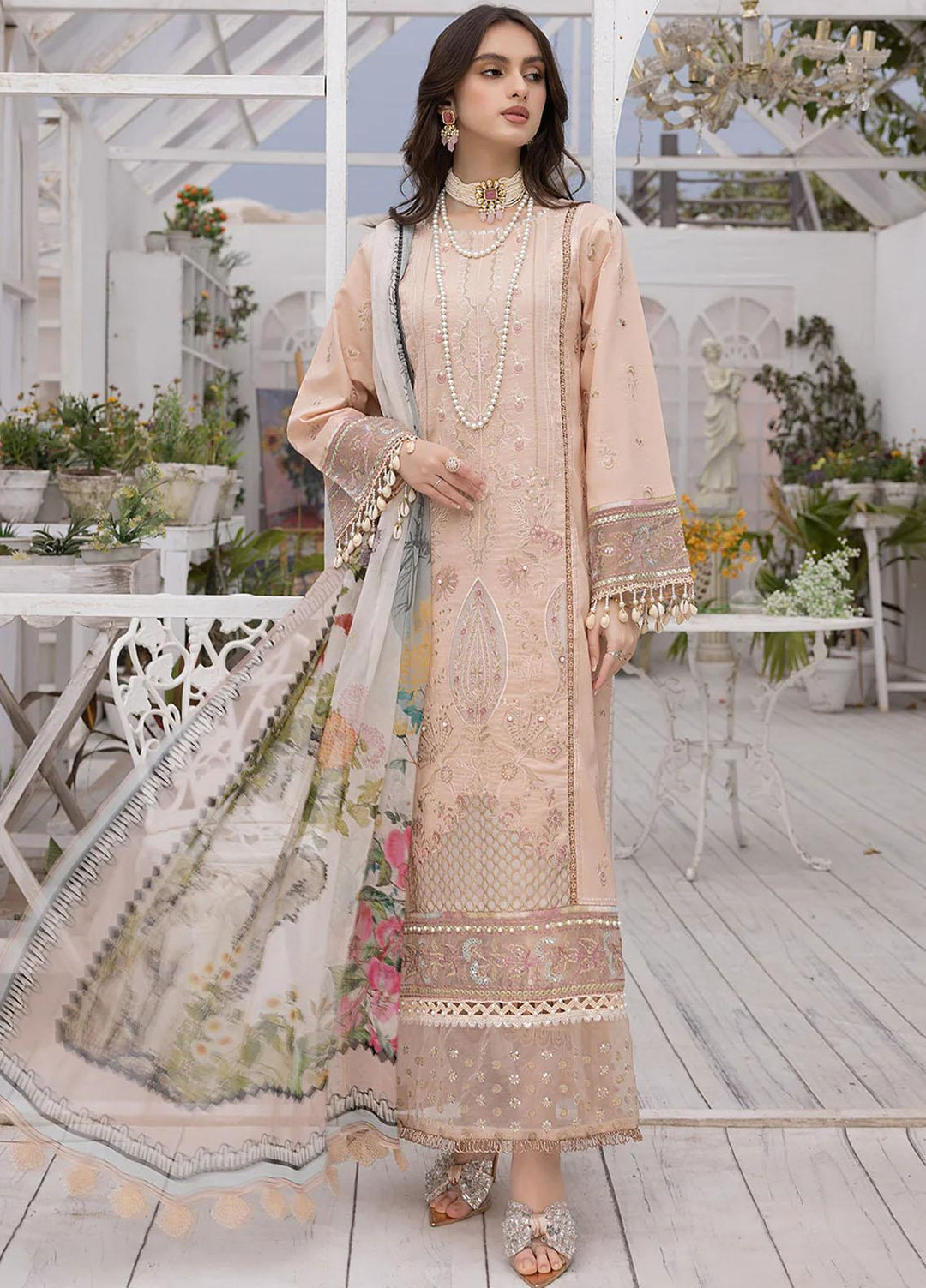 Hazel By Izel Embroidered Lawn Suits Unstitched 3 Piece IZL23H HLLC-07 Sepia - Luxury Collection
