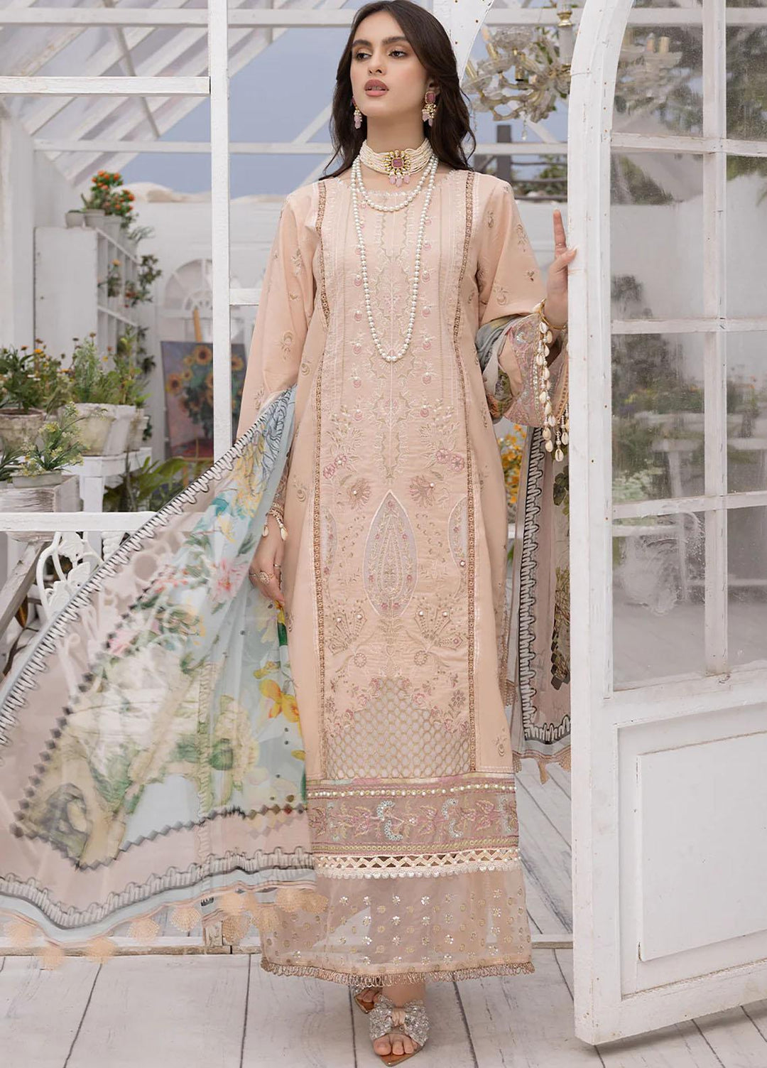 Hazel By Izel Embroidered Lawn Suits Unstitched 3 Piece IZL23H HLLC-07 Sepia - Luxury Collection
