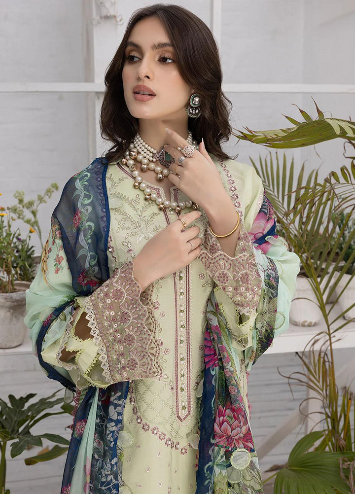 Hazel By Izel Embroidered Lawn Suits Unstitched 3 Piece IZL23H HLLC-08 Laurel - Luxury Collection